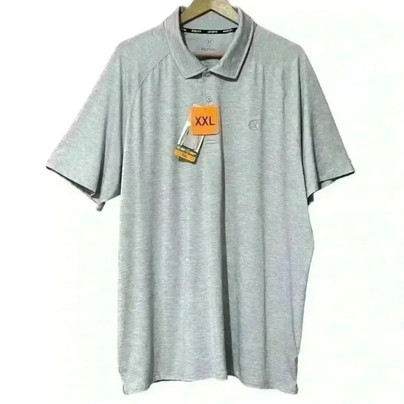 Hurley Polo Mens XX-Large Gray Short Sleeve Performance Stretch Wicking Golf NWT - Picture 1 of 6